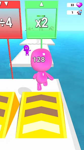 Скачать Man Runner 2048: Run and Merge на Андроид с модом — Безлимитные монеты и усиленные персонажи — скриншот 2