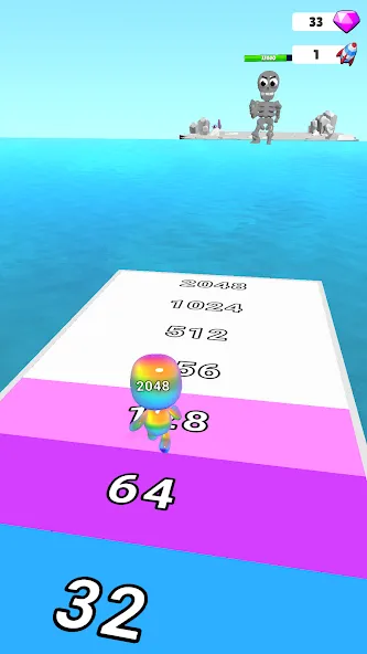Скачать Man Runner 2048: Run and Merge на Андроид с модом — Безлимитные монеты и усиленные персонажи — скриншот 3