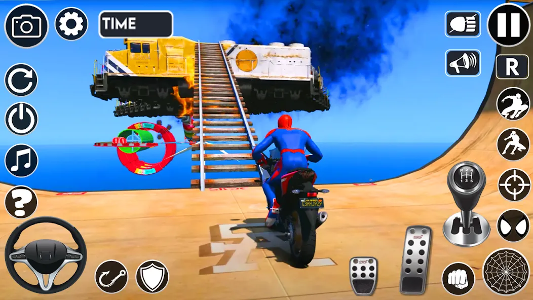 Superhero Tricky Bike Stunt — последняя версия с модом (Безлимитные деньги и все байки) — скриншот 2 Superhero Tricky Bike Stunt — последняя версия с модом (Безлимитные деньги и все байки) — скриншот 2
