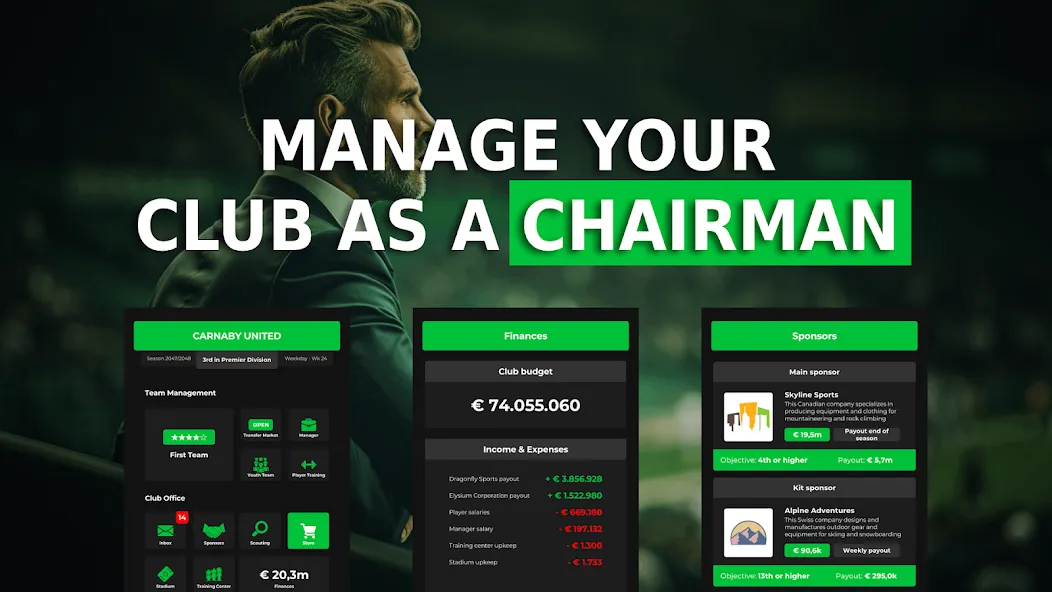 Скачать Club Boss - Soccer Game Mod APK — Безлимитные деньги и ресурсы — скриншот 1 Скачать Club Boss - Soccer Game Mod APK — Безлимитные деньги и ресурсы — скриншот 1