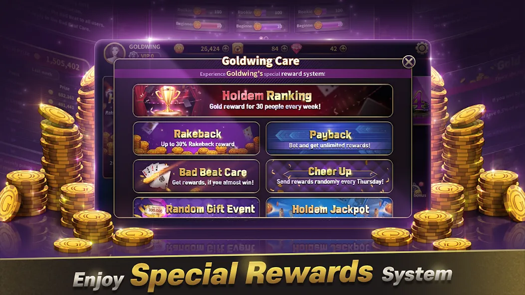 GoldWing Casino Global (Мод: Безлимитные монеты и бонусы) — скачать на Андроид — скриншот 1