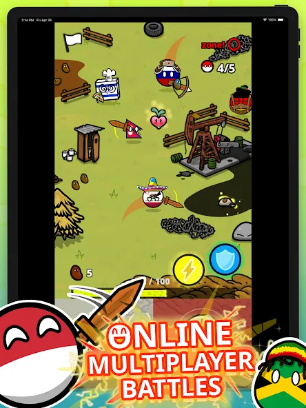 Countryball Potato Mayhem (Мод: Безлимитные монеты и все улучшения) — скачать на Андроид — скриншот 5 Countryball Potato Mayhem (Мод: Безлимитные монеты и все улучшения) — скачать на Андроид — скриншот 5