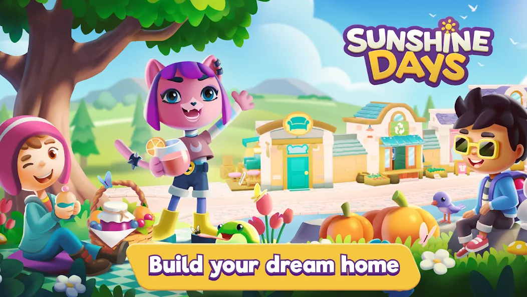 Sunshine Days - Build A Home (Мод: Безлимитные монеты и ресурсы) — скачать на Андроид — скриншот 1 Sunshine Days - Build A Home (Мод: Безлимитные монеты и ресурсы) — скачать на Андроид — скриншот 1