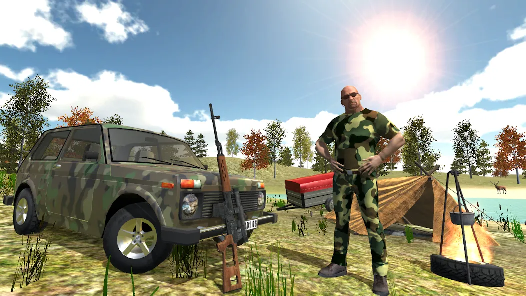 Hunting Simulator 4x4 взлом APK — Безлимитные деньги и патроны — скриншот 1