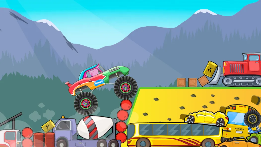 Kids Monster Truck Racing Game — последняя версия с модом (Без рекламы и все машины открыты) — скриншот 2 Kids Monster Truck Racing Game — последняя версия с модом (Без рекламы и все машины открыты) — скриншот 2