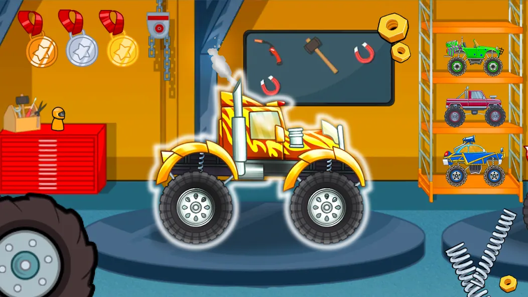 Kids Monster Truck Racing Game — последняя версия с модом (Без рекламы и все машины открыты) — скриншот 5 Kids Monster Truck Racing Game — последняя версия с модом (Без рекламы и все машины открыты) — скриншот 5