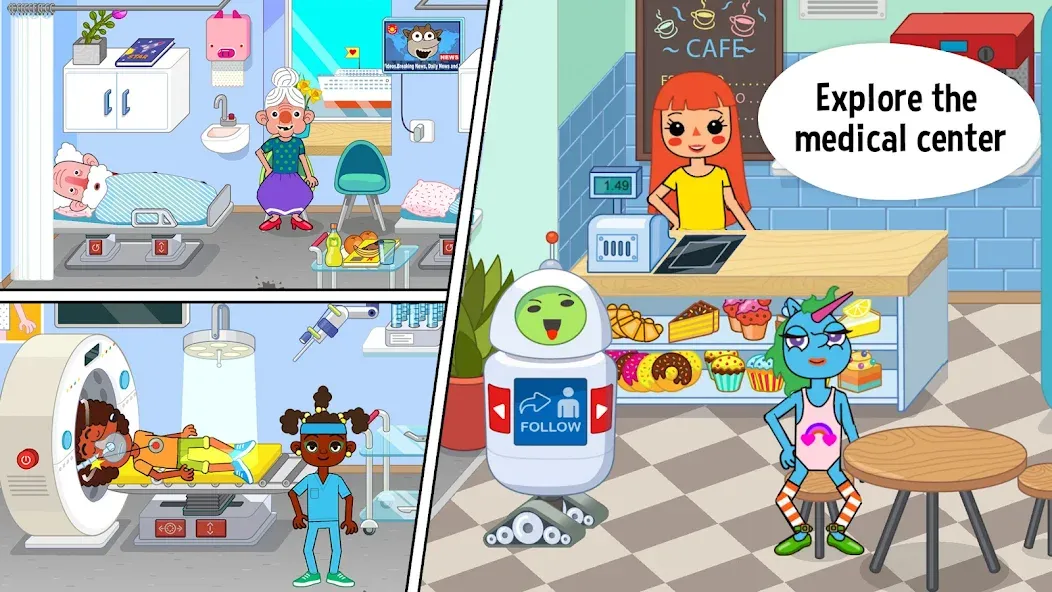 Pepi Hospital: Learn & Care MOD APK скачать на Андроид — Открыты все локации и персонажи — скриншот 2 Pepi Hospital: Learn & Care MOD APK скачать на Андроид — Открыты все локации и персонажи — скриншот 2