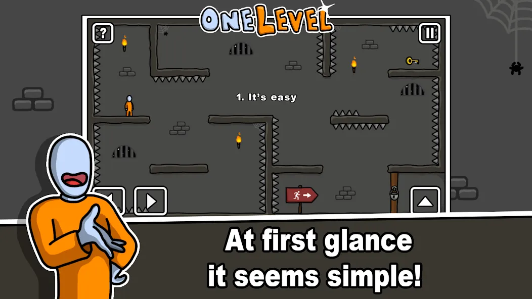 One Level: Stickman Jailbreak (Мод: Открыты все уровни и подсказки) — скачать на Андроид — скриншот 1
