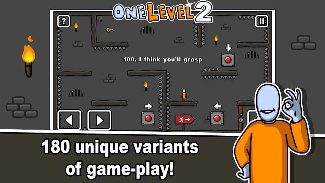 One Level 2 Stickman Jailbreak — взломанная версия, Открыты все уровни и подсказки — скриншот 2 One Level 2 Stickman Jailbreak — взломанная версия, Открыты все уровни и подсказки — скриншот 2