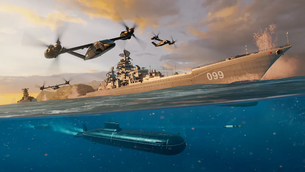 Modern Warships: Naval Battles (Мод: Безлимитные деньги и боеприпасы) — скачать на Андроид — скриншот 4