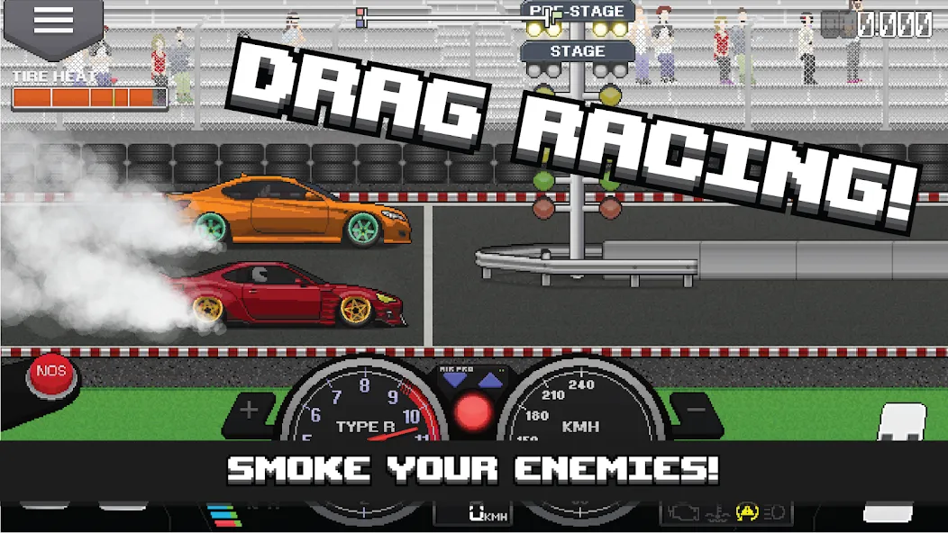Скачать Pixel Car Racer мод — Безлимитные деньги и топливо — скриншот 1
