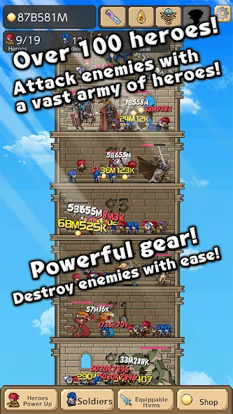 Скачать Tower of Hero на Андроид с модом — Безлимитные ресурсы и усиленные герои — скриншот 5 Скачать Tower of Hero на Андроид с модом — Безлимитные ресурсы и усиленные герои — скриншот 5