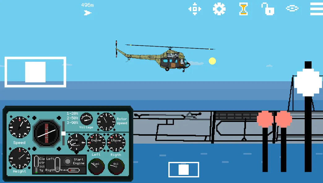 Скачать Pixel Helicopter Simulator мод — Безлимитное топливо и все вертолеты — скриншот 1