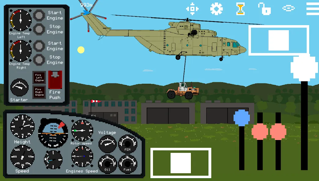 Скачать Pixel Helicopter Simulator мод — Безлимитное топливо и все вертолеты — скриншот 4
