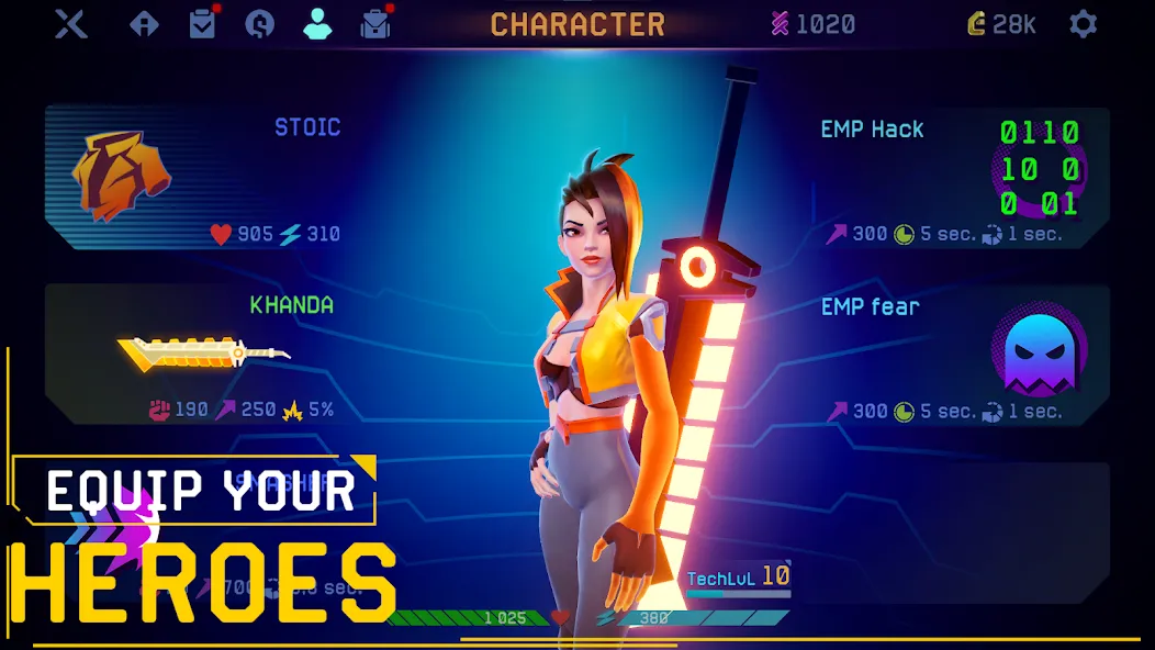 Rush Angel - Cyberpunk RPG MOD APK: Неограниченные ресурсы и усиленные навыки — скриншот 2 Rush Angel - Cyberpunk RPG MOD APK: Неограниченные ресурсы и усиленные навыки — скриншот 2