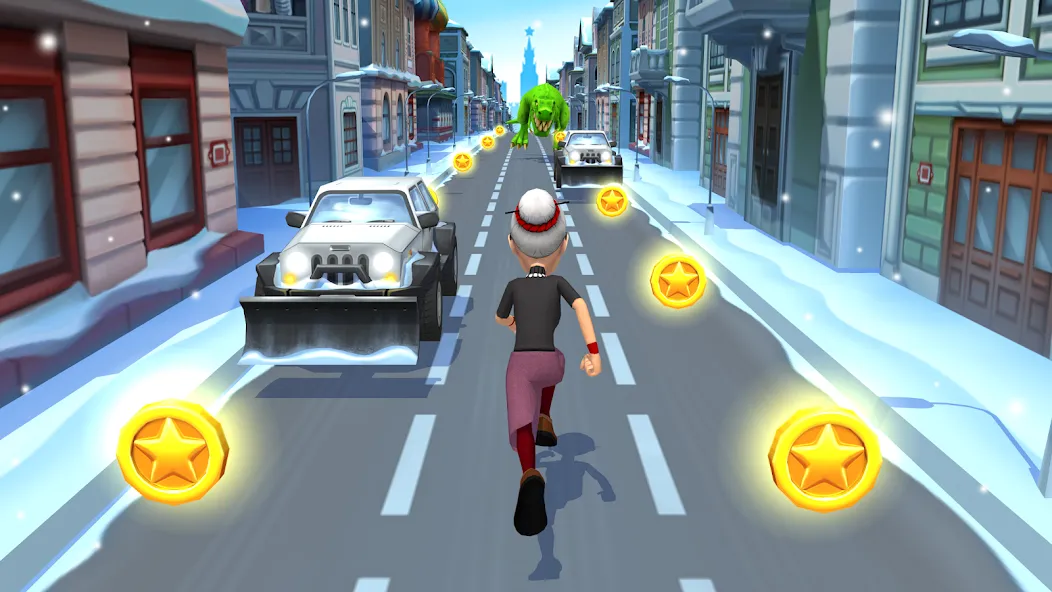 Angry Gran Run - Running Game на телефон — скачать мод: Безлимитные монеты и ускорение бега — скриншот 1