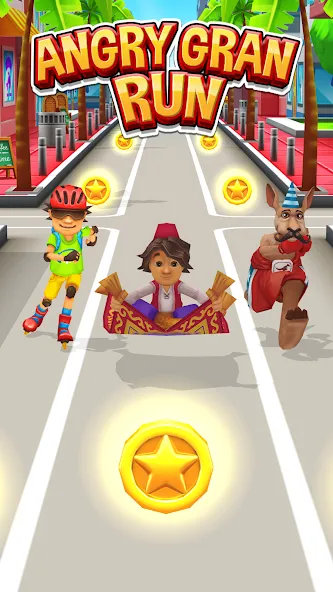 Angry Gran Run - Running Game на телефон — скачать мод: Безлимитные монеты и ускорение бега — скриншот 4