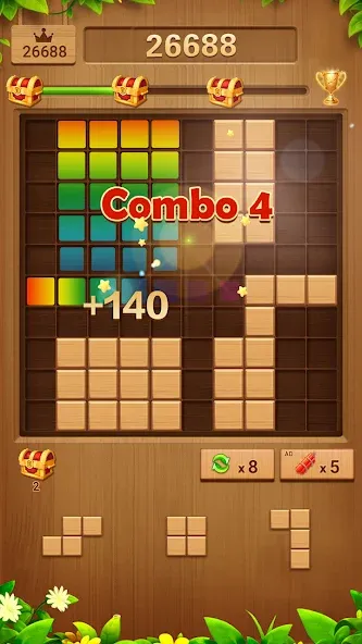 Wood Block Puzzle Addictive взломанный APK — Безлимитные подсказки и бустеры — скриншот 3 Wood Block Puzzle Addictive взломанный APK — Безлимитные подсказки и бустеры — скриншот 3