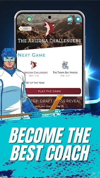 Astonishing Hockey Manager бесплатно на Андроид — мод: Безлимитные деньги и ресурсы — скриншот 1