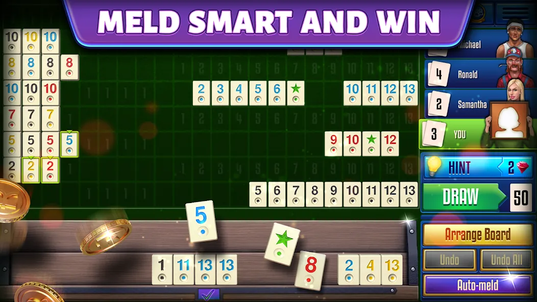Rummy Club на телефон — скачать мод: Безлимитные фишки и быстрые победы — скриншот 1