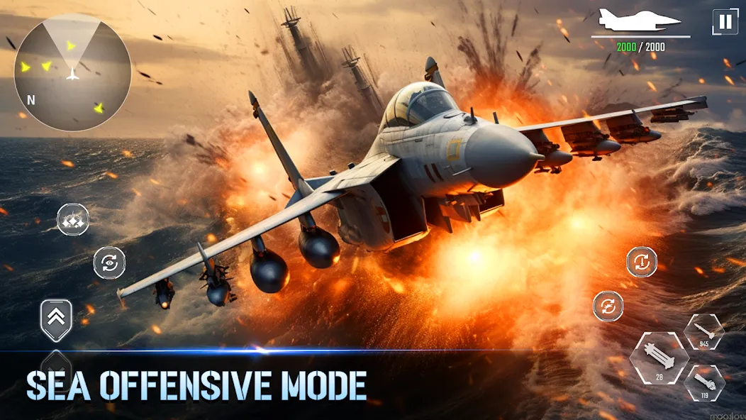 Aircraft Strike: Jet Fighter на телефон — скачать мод: Безлимитные деньги и оружие — скриншот 2