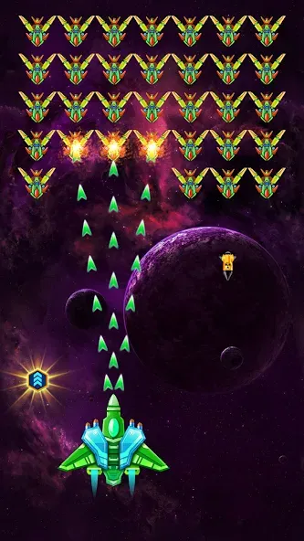 Galaxy Attack: Shooting Game — последняя версия с модом (Безлимитные деньги и улучшенное оружие) — скриншот 1 Galaxy Attack: Shooting Game — последняя версия с модом (Безлимитные деньги и улучшенное оружие) — скриншот 1