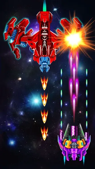 Galaxy Attack: Shooting Game — последняя версия с модом (Безлимитные деньги и улучшенное оружие) — скриншот 4 Galaxy Attack: Shooting Game — последняя версия с модом (Безлимитные деньги и улучшенное оружие) — скриншот 4