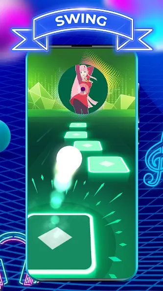 Tiles Hop: EDM Rush взломанный APK — Безлимитные жизни и все песни открыты — скриншот 1