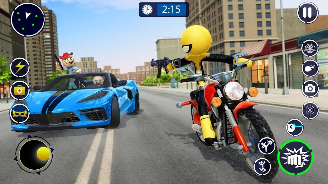 Spider Stickman Rope Hero Game мод на Андроид: Безлимитные деньги и суперспособности — скриншот 2 Spider Stickman Rope Hero Game мод на Андроид: Безлимитные деньги и суперспособности — скриншот 2