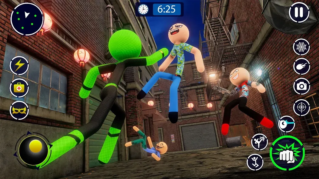 Spider Stickman Rope Hero Game мод на Андроид: Безлимитные деньги и суперспособности — скриншот 4 Spider Stickman Rope Hero Game мод на Андроид: Безлимитные деньги и суперспособности — скриншот 4