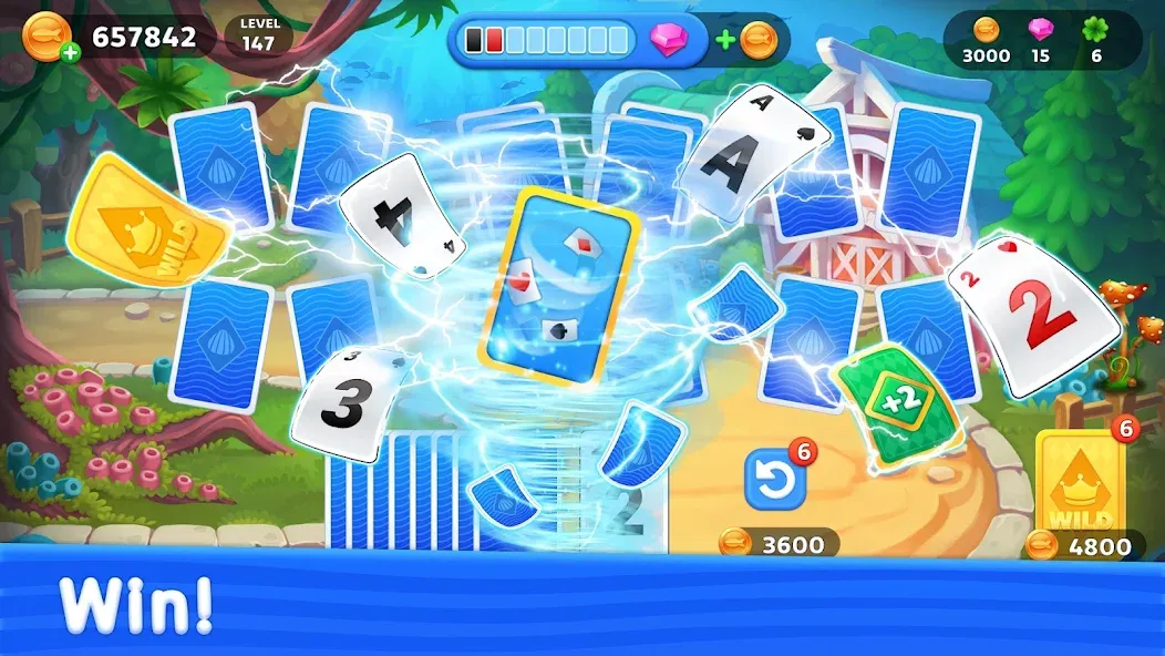 Solitaire TriPeaks: Aquarium на телефон — скачать мод: Без рекламы и много денег — скриншот 5