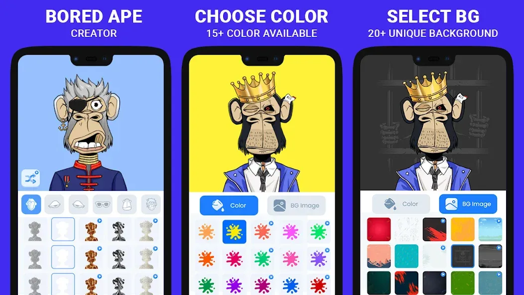 Bored Ape Maker - NFT Art — взломанная версия, Открыты все предметы и фоны — скриншот 2