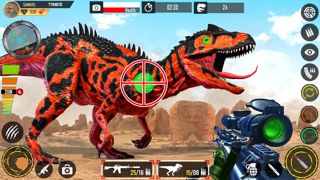 Real Dino Hunting Gun Games MOD APK скачать на Андроид — Безлимитные патроны и мощное оружие — скриншот 1