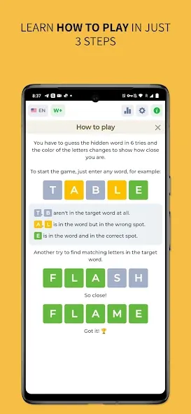 Мод Wordly - Daily Word Game — Безлимитные попытки и подсказки, скачать APK — скриншот 2
