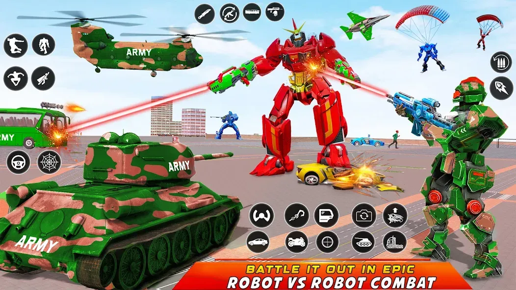 Скачать Army Bus Robot Car Game 3d последней версии — Безлимитные деньги и все машины открыты — скриншот 4
