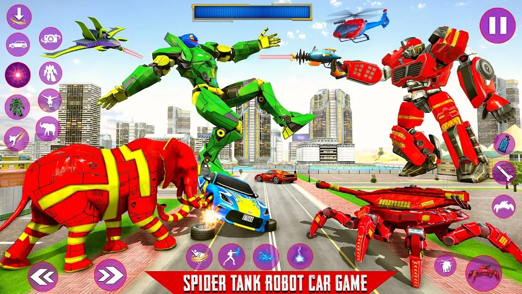 Spider Mech Wars - Robot Game (Мод: Безлимитные деньги и мощные роботы) — скачать на Андроид — скриншот 5 Spider Mech Wars - Robot Game (Мод: Безлимитные деньги и мощные роботы) — скачать на Андроид — скриншот 5