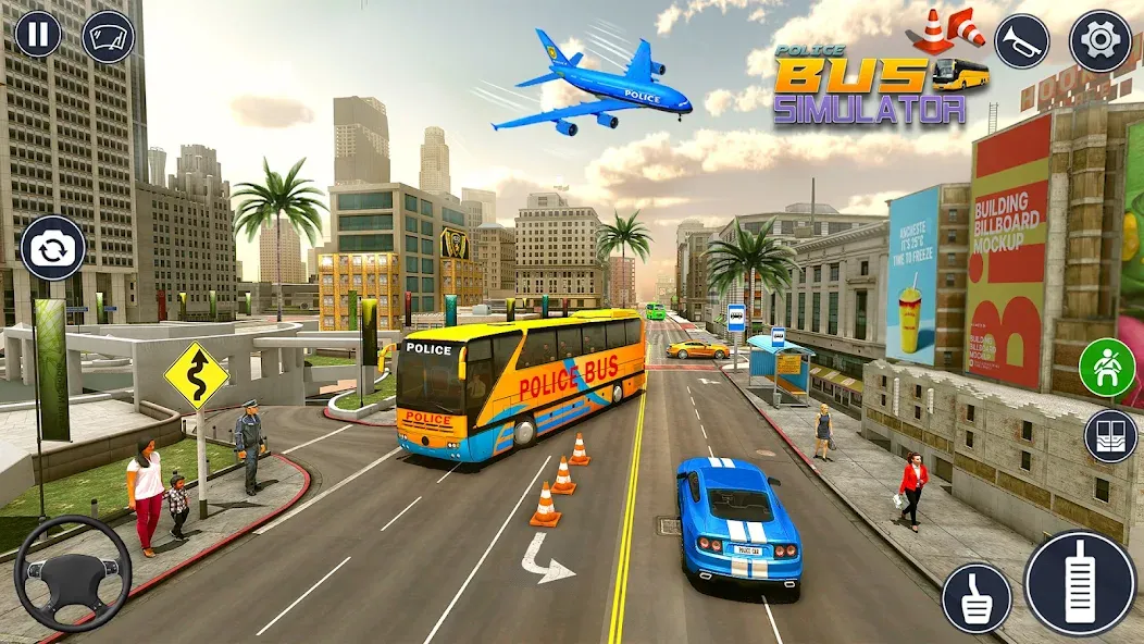 Police Bus Simulator Bus Games бесплатно на Андроид — мод: Безлимитные деньги и все автобусы открыты — скриншот 4 Police Bus Simulator Bus Games бесплатно на Андроид — мод: Безлимитные деньги и все автобусы открыты — скриншот 4
