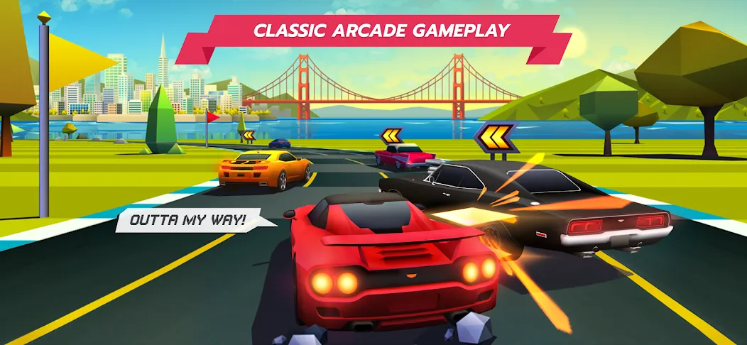 Horizon Chase – Arcade Racing MOD APK скачать на Андроид — Безлимитные деньги и топливо — скриншот 1 Horizon Chase – Arcade Racing MOD APK скачать на Андроид — Безлимитные деньги и топливо — скриншот 1
