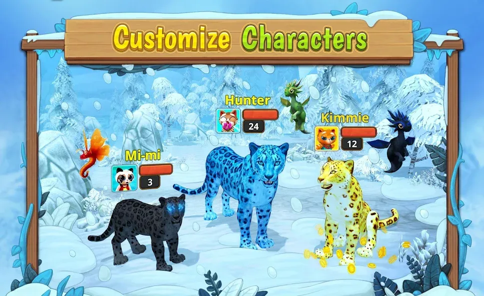 Snow Leopard Family Sim Online взлом на Андроид — Безлимитные деньги и алмазные награды — скриншот 2 Snow Leopard Family Sim Online взлом на Андроид — Безлимитные деньги и алмазные награды — скриншот 2