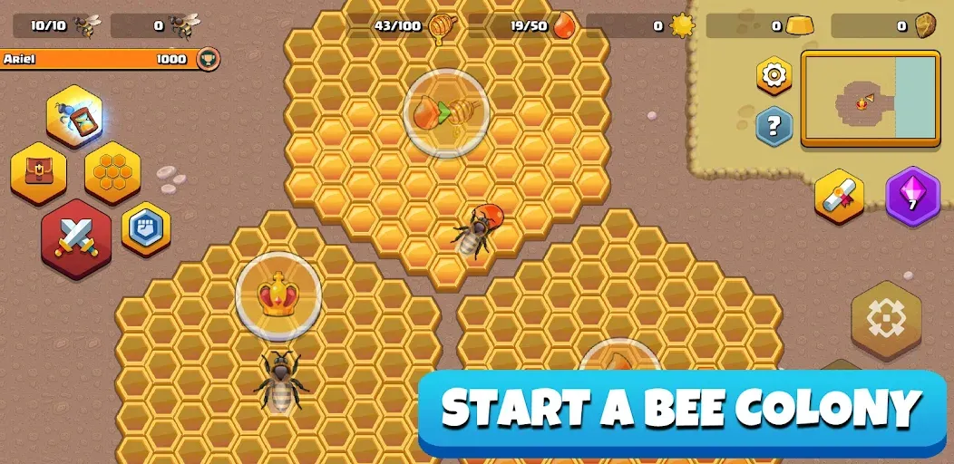 Мод Pocket Bees: Colony Simulator — Безлимитные ресурсы и ускоренное развитие, скачать APK — скриншот 1