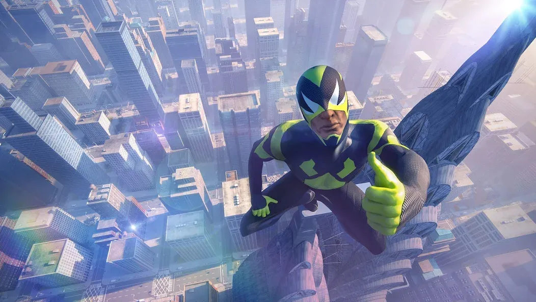 Скачать Rope Frog Ninja Hero Car Vegas на Андроид с модом — Безлимитные деньги и оружие — скриншот 1