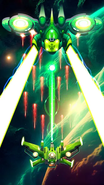 Скачать Galaxy Attack - Space Shooter — Безлимитные монеты и оружие — скриншот 2 Скачать Galaxy Attack - Space Shooter — Безлимитные монеты и оружие — скриншот 2