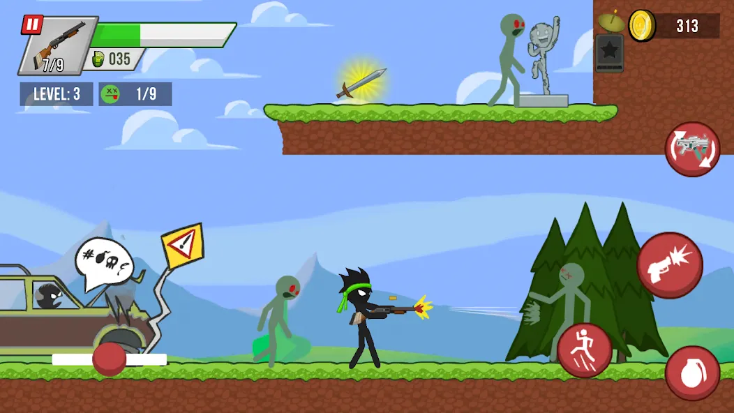 Скачать Stick vs Zombies мод — Безлимитные монеты и оружие — скриншот 1