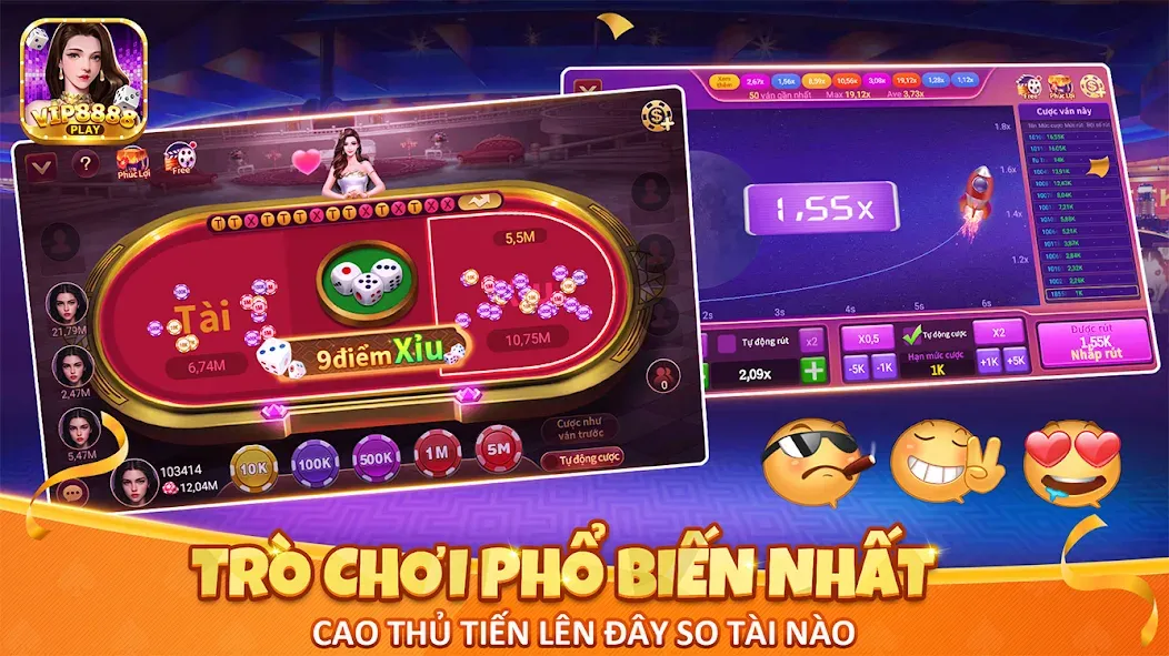 VIP8888 Play - Sòng Bạc ONLINE — последняя версия с модом (Безлимитные монеты и все игры открыты) — скриншот 3