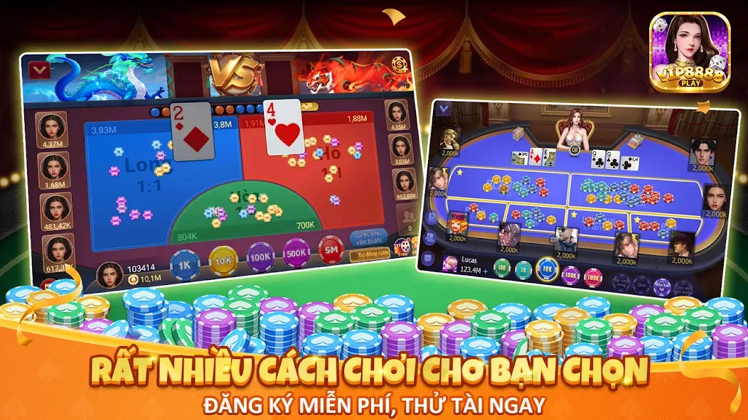 VIP8888 Play - Sòng Bạc ONLINE — последняя версия с модом (Безлимитные монеты и все игры открыты) — скриншот 4