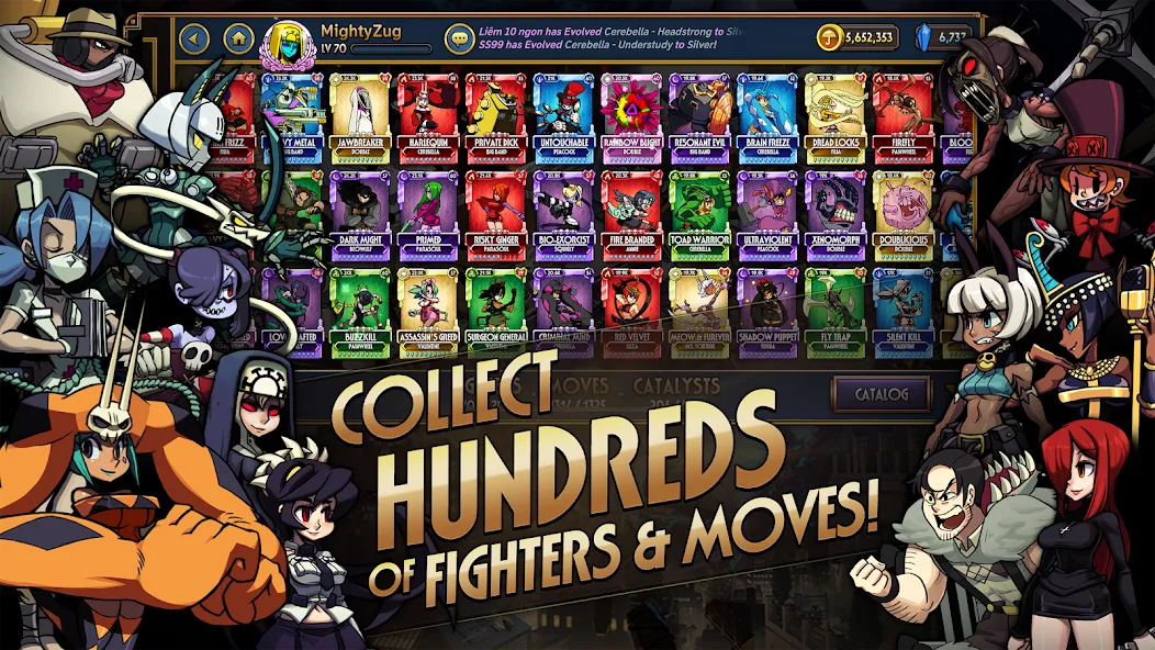 Скачать мод Skullgirls: Fighting RPG — Безлимитные ресурсы и усиленные бойцы — скриншот 3