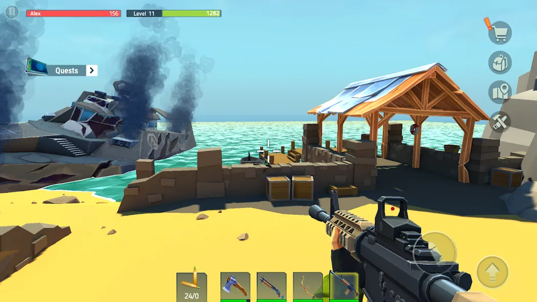 TEGRA: Zombie survival island взломанный APK — Безлимитные ресурсы и оружие — скриншот 2