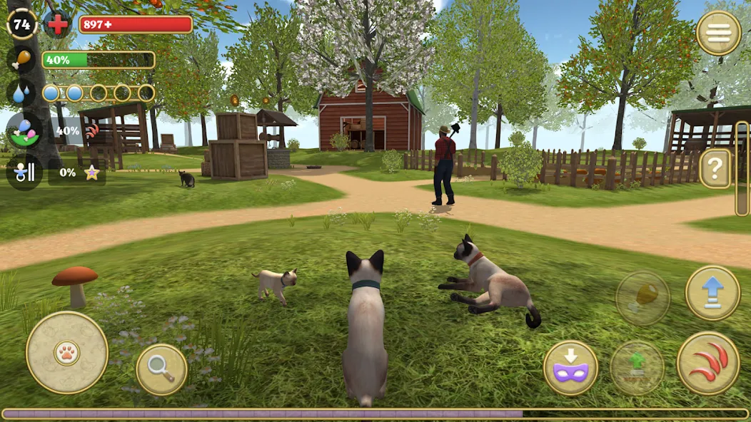 Cat Simulator : Kitties Family — взломанная версия, Много котят и безлимитные монеты — скриншот 1
