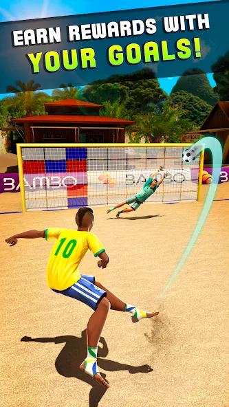 Shoot Goal - Beach Soccer Game бесплатно на Андроид — мод: Безлимитные деньги и открыты все уровни — скриншот 2