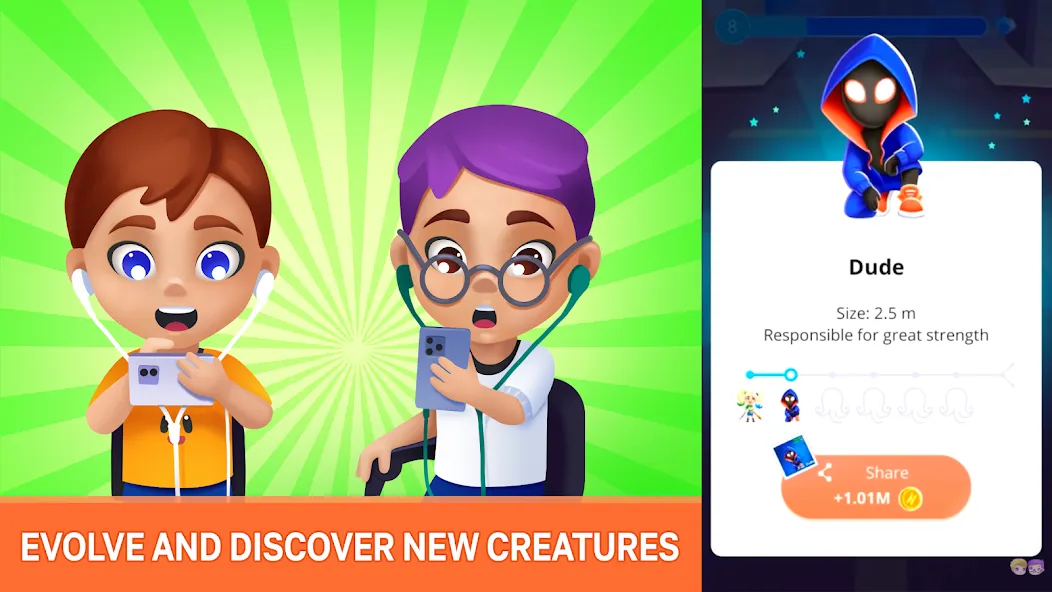 Скачать Human Evolution Clicker на Андроид с модом — Безлимитные деньги и ускоренная эволюция — скриншот 1 Скачать Human Evolution Clicker на Андроид с модом — Безлимитные деньги и ускоренная эволюция — скриншот 1